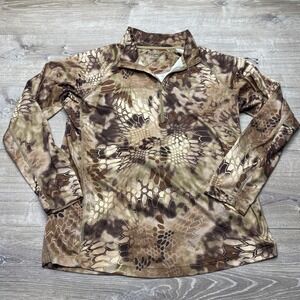 Kryptek Shirt Highlander Camo 1/4 Zip Tactical Mens XL Brown Polyester Hunting